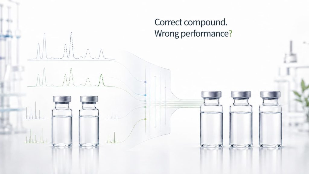 Two samples with different analytical profiles leading to three consistent repeat batches after specification development
